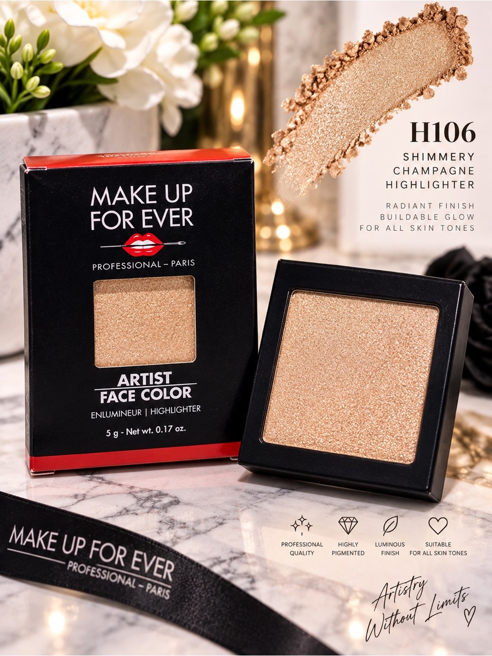 Make Up For Ever Artist Face Color H106 Gold Highlighter Discontinued 5g